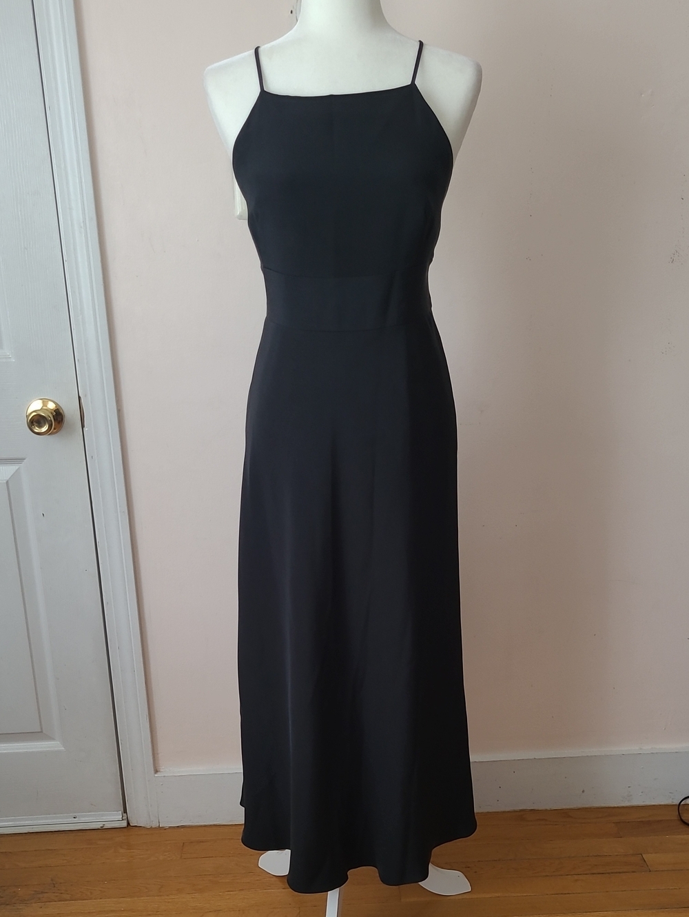 J Crew Black Low Back Spaghetti-Strap Maxi Dress